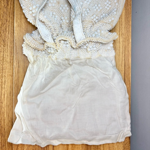 Vintage 1950s Candy Dot Cream & White Double Beaded Hand Bag - Picture 14 of 15